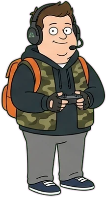 Cartoon gamer in tactical gear