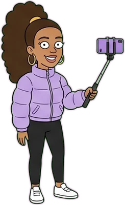 Cartoon TikToker with a selfie stick